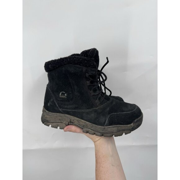Sorel Waterfall Low Lace Winter Bootie Women 8.5 Black Outdoor Hiking Snow - Picture 1 of 7